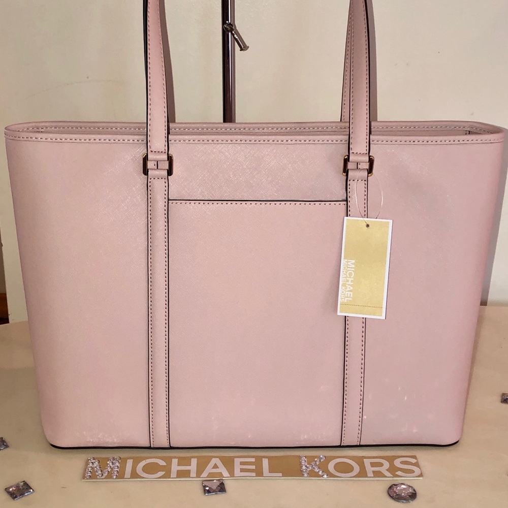 MICHAEL KORS🌸SADY LAPTOP TRAVEL TOTE BLOSSOM PINK - Picture 2 of 5